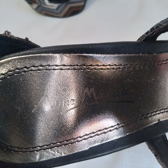 Anne Michelle Brown & Blue Chevron Socialite Stiletto Heel Pumps Women's US 8.5 - Picture 7 of 15